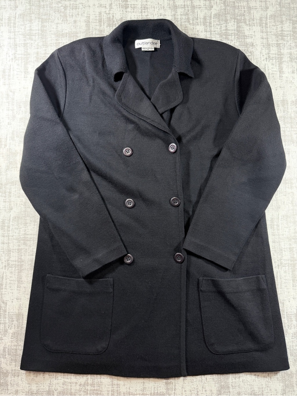 Outlander Women's Black Double-Breasted Knitted Coat Size Medium